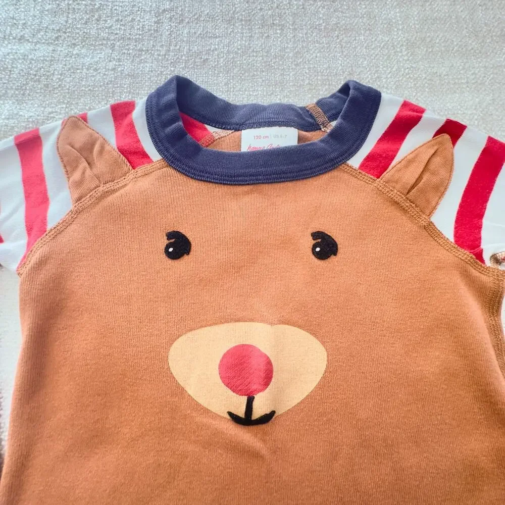 Hanna Andersson Reindeer Pajama Top EUC 6/7